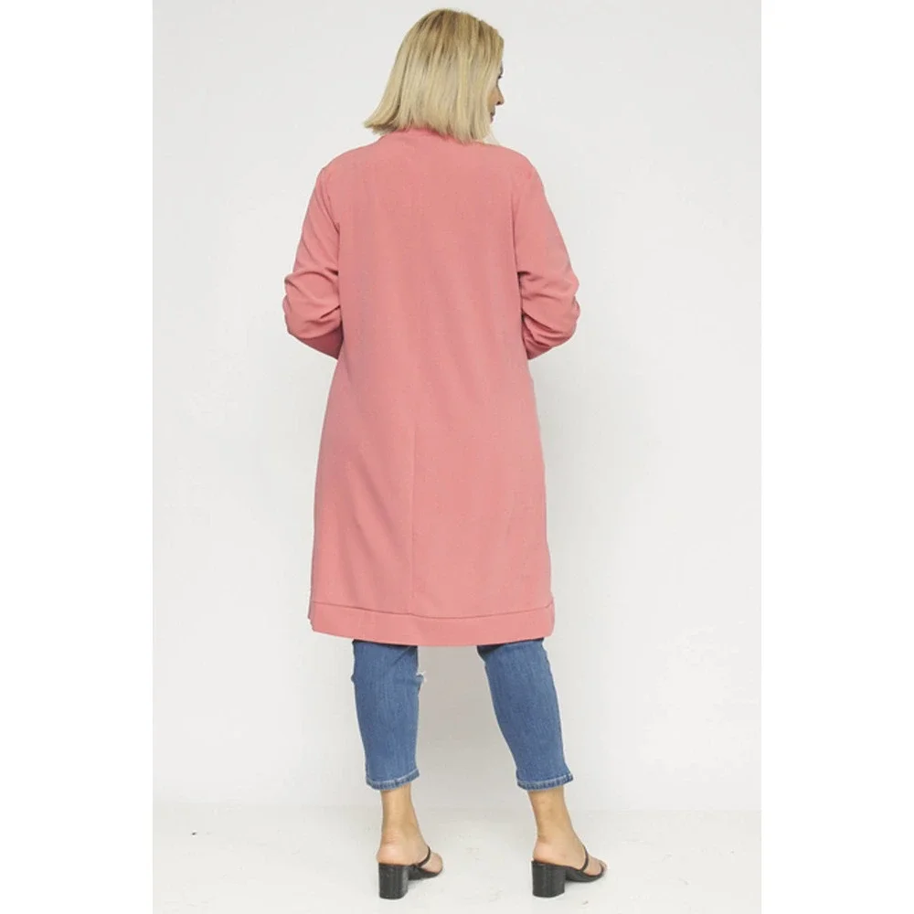 PLUS MAUVE OPEN FRONT LONG CARDIGAN - Picture 2 of 4